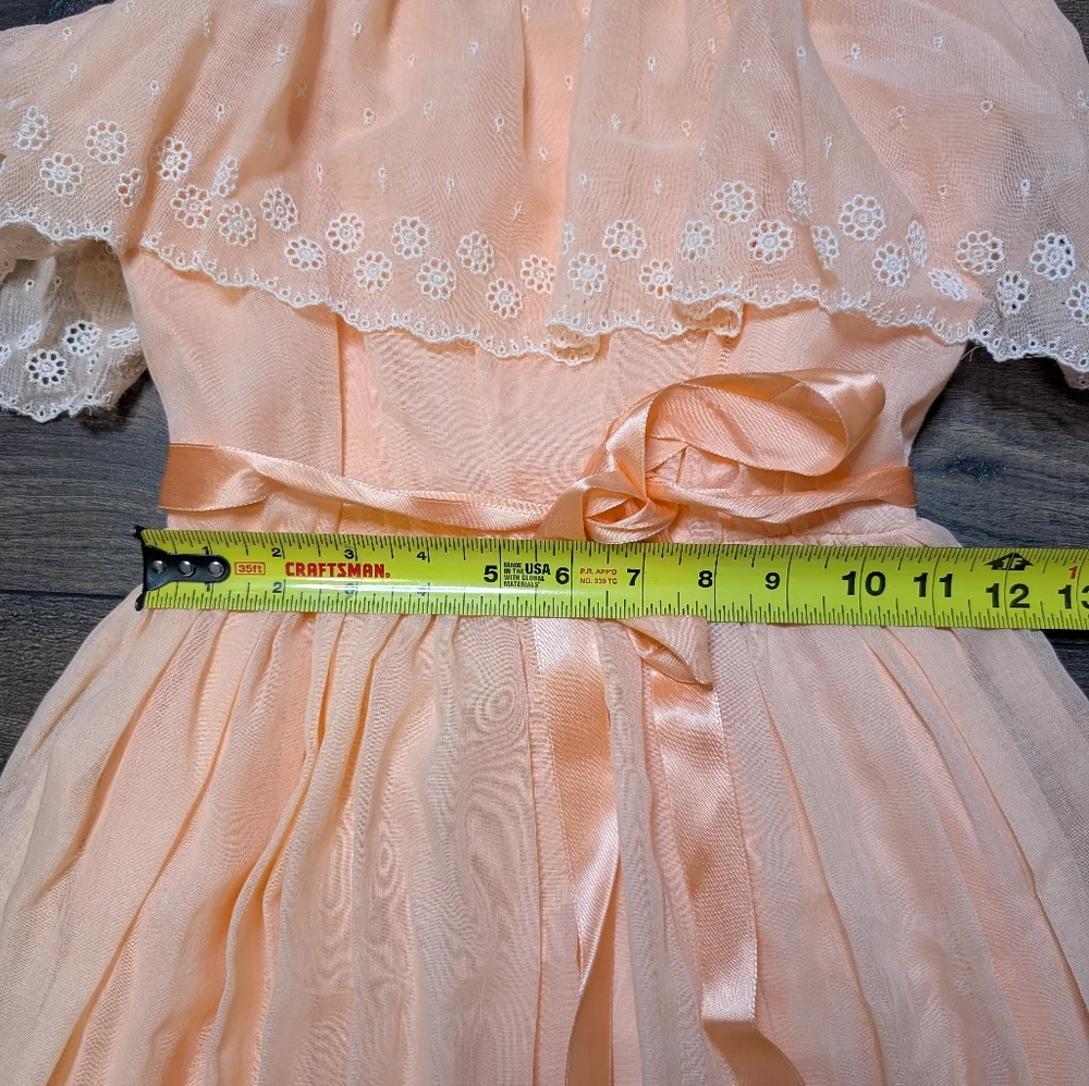 NWT Vintage Saks Fifth Avenue Peach Ruffle Tiered Maxi Dress Size XS/Small - Picture 3 of 11